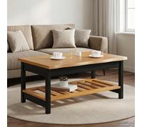 Fengshui Table basse Ekai - En pin massif - Noir - 100 x 60 x 45,5 cm | Design Live Edge, style industriel, taille compacte, facile d'entretien