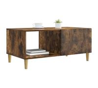 Fengshui Table basse en chêne fumé 90 x 50 x 40 cm | Design vintage, porte pivotante, espace de rangement pour le salon, surface facile d'entretien