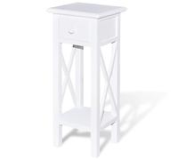 Fengshui Table d'appoint avec tiroir en pin blanc | Pour l'entrée ou la chambre à coucher, espace de rangement supplémentaire pour les cosmétiques, décoratif