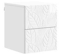 Fengshui Table de chevet murale Blanc brillant 34,5 x 33 x 40 cm | 2 tiroirs, guide lisse des tiroirs, design compact, style moderne, facile d'entretien