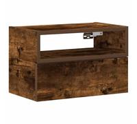 Fengshui Table de chevet murale en chêne fumé 45 x 26 x 28,5 cm | Matériau en bois, tiroir et étagère, facile d'entretien, montage mural