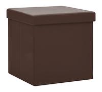 Fengshui Tabouret pliant avec espace de rangement Marron PVC 1 pièce | Construction en MDF, rembourrage en mousse, dessus du siège amovible, charge maximale de 110 kg