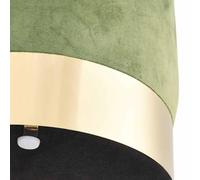 Fengshui Tabouret tonneau en velours vert moutarde 28 x 36 cm | Base en métal brillant, stable jusqu'à 110 kg, polyvalente comme table d'appoint ou repose-pieds