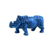 fengshuisale Feng Shui J2095 Statuette de rhinocéros double corne bleue anti-effraction avec bracelet en corde rouge gratuit