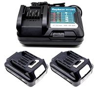 FengWings® BL1021B 2Ah 2X Batterie + Chargeur DC10WD DC10SB, Compatible avec Batterie Makita 12V BL1015 BL1016 BL1020 / DF032D HP333D TD110D JV103D CL107FD CG100D CP100DZ UB100DZ JR103 CL106FD