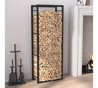 FENLAX Étagère à bois de chauffage, noir mat, 50 x 28 x 132 cm, en acier, aide à l'empilage pour bois de chauffage, extérieur, métal, étagère à bois de chauffage, étagère intérieure en métal