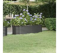 FENLAX Jardinière en acier revêtu par pulvérisation - 152 x 40 x 36 cm - Anthracite - Jardinière surélevée en métal pour légumes, parterre de plantes, plate-bande surélevée, balcon, plate-bande