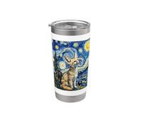 Fennec Renard dans Van Gogh Nuit étoilée Style peinture Gobelet isotherme en acier inoxydable double paroi