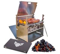 FENNEK - Barbecue au charbon de bois Grill - acier inoxydable - portable/démontable - pour camping/trekking/voyage en van/barbecue dans le jardin ou la nature