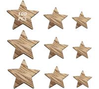 FENQURO 100 Pcs etoile en bois, étoile en bois, Etoile Bois Noël Confetti Décoration à disperser Table DIY Bricolage Artisanat Cadeau Noël Fête (Couleur Naturelle)
