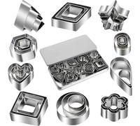 FENQURO 30 PCS Mini Emporte-pièces en Acier Inoxydable, Géométriques, Formes De Cœur Hexagonale Fleurs Étoiles pour Gâteaux Fondants