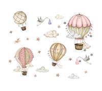 Fenteer 2 Pièces Autocollants Muraux Montgolfière étoiles Oiseaux Stickers Muraux pour