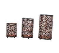 Fenteer 3 Pièces Porte-Bougie Chandelier Bougeoir Lanterne Centre de Table en Fer Au Design Ajouré de Européen Approprié pour Mariage Fêtes et Salon, Noir Rouge