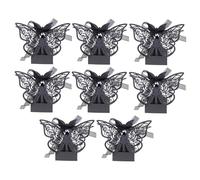 Fenteer 8 Pièces Boîte Bijoux Bonbon Boîte Cadeau Papillon Facile à Assembler Papier Polyester Ruban Convient pour Fête Mariage Anniversaire Enfants, Noir