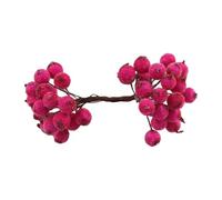 Fenteer Baies de houx artificielles givrées avec 40 têtes de baies de Noël, 20 tiges de fil, fausses baies pour fête, couronne de bricolage, mariage, Rose Rouge