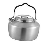 Fenteer Bouilloire Extérieure Théière de Camping Acier Inoxydable Bouilloire à Eau Portable Pot à Café pour Boissons Chaudes Convient Au Camping à La Pêche à, 1.5 L Argent Givré