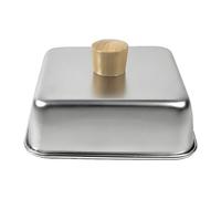 Fenteer Couvercle carré pour Faire Fondre Le Fromage, Couvercle à Vapeur carré avec poignée en Bois, ustensile Cuisine argenté pour Grille-, 16 Cm