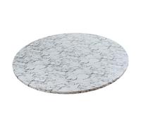 Fenteer Nappe ronde - Motif marbre blanc - Protection de table facile à nettoyer - Bord élastique - Résistante à l'huile - Pour table de terrasse - 114-140 cm