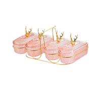 Fenteer Plateau de Service Compartimenté, Récipient de Rangement Réutilisable, Assiette Compacte et Pratique avec Couvercle pour La Maison, Les Mariages, Rose