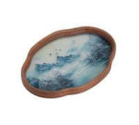 Fenteer Plateau de service en verre, assiette à thé, cadeau, imprimé floral, organisateur de comptoir, pratique, chinois, pour la cuisine, les fêtes, la, 29cmx21.5cmx2.5cm