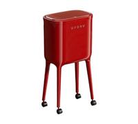 Fenteer Poubelle Presse Poubelle à Roulettes Grand Bac à Déchets avec Couvercle Système Double Compartiment Matériau PP Adaptée Cuisine Maison Bureau 16L, Rouge