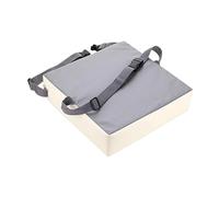 Fenteer Rehausseur D'Enfant Coussin de Siège pour Chaise Enfant avec Housse En Simili Cuir Lavable Mousse Épaisse Sangles de Fixation Réglables Aspect Antidér, Gris Blanc