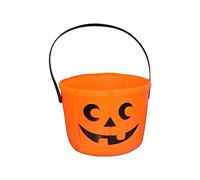 Fenteer Seau de Citrouille d'halloween Seau à Bonbons Accessoires d'halloween Panier à Bonbons Décor Portable Panier-Cadeau Thanksgiving avec Poignée Trick Or, Godet Droit