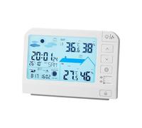 Fenteer Station Météo Horloge Digitale Multifonction Thermomètre Hygromètre Affichage Clair Rétroéclairé Fabrication en PP Adaptée pour La Chambre Bureau Salo, Style B White