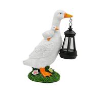 Fenteer Statuette canard solaire lumineuse avec éclairage solaire extérieur, sculpture en résine, décoration jardin pour balcon, terrasse, jardin ou, 16 X 11 X 25 Cm