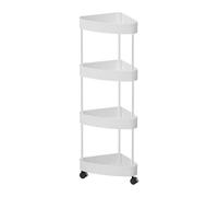 Fenteer Support D'étagère d'angle sur roulettes pour Espace Réduit, 4 Niveaux Blancs