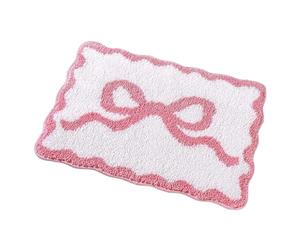 Fenteer Tapis de Douche, Tapis de Bain, Tapis de Toilette Absorbant et Lavable, Modèle Antidérapant, Rose, S