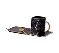 Fenteer Tasse Café Sac à Main Mug Céramique Réutilisable avec Poignée Unique et Cuillère Élégante Mode Fonctionnelle Convient pour Dortoir Bureau Maison, Noir