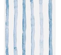 FENTIS Bleu Effet de Larges Rayures Papier Peint Autocollant Blanc Peel and Stick Papier de Contact Plastique à dos Collant Film Vinyle Autocollant Mural Rouleaux pour Cuisine Lavable 44.5x600cm
