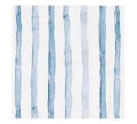 FENTIS Bleu Effet de Larges Rayures Papier Peint Autocollant Blanc Peel and Stick Papier de Contact Plastique à dos Collant Film Vinyle Autocollant Mural Rouleaux pour Cuisine Lavable 44.5x500cm