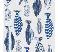 FENTIS Bleu Papier Peint Autocollant Plastique Adhésif Film Vinyle Blanc Papier Contact Autocollant Motifs Poissons Autocollant Mural Rouleaux pour Cuisine Salon Placard Plan de Travail 44,5x500cm