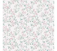 FENTIS Papier Peint Autocollant Film Vinyle Plastique Adhésif pour Salon Papier Contact Amovible Autocollant Mural pour Cuisine Armoire, Imprimé Floral Rose 44,5x500cm