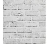 FENTIS Papier Peint Effet Brique Blanc et Gris Rouleau de Papier de Contact Rustique Auto-Adhésif Gris Clair Dosseret Peler et Coller pour Décorer la Chambre à Coucher de la Cuisine 44.5x1000cm