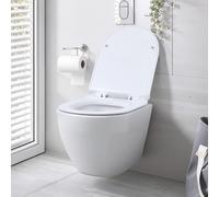 Fenudox Cuvette WC Suspendu Courte (49cm) avec Fonction Bidet, Toilette Suspendu Blancs en Céramique, Cuvette Toilette avec Abattant WC avecs Frein de Chutes Déclipsable & Revêtement Nanos Effet L