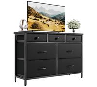 FEONAFE Commode à 7 tiroirs avec Grand Espace de Rangement, Commode en Tissu Moderne pour Chambre à Coucher, entrée et Salon, 100 x 30 x 60 cm, Noire