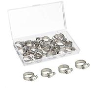 FEPITO 20 pcs Tuyau Clip Pince 10-16mm Réglable En Acier Inoxydable Clip Jubilé Clip Ver Pipe Tube Pince dans PP Boîte