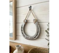 Fer à Cheval Personnalisé avec Prénoms et Symbole Infini - Véritable Porte-Bonheur en Métal Gravé 14 x16cm - Décoration Murale Campagne Chic, Cadeau de Mariage Rustique, Crémaillère, Anniversaire