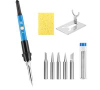 Fer à Souder 60W Kit de Soudure Precision Numérique Souder 220℃~480℃ Température Réglable Souder Électrique avec Interrupteur ON/OFF,5 Pointes de Rechange pour Réparation Soudage Brasage Quotidiens