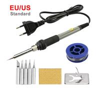 Fer à souder électrique à température réglable 60W, Station de retouche, pointes de stylo thermique, outil de réparation de bricolage Gray EU 7pcs Kit