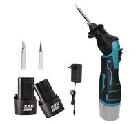 Fer à souder électrique - Pointe de 30 W - Chauffage rapide - Température réglable - Compatible avec une batterie 12 V - 2 batteries rechargeables incluses