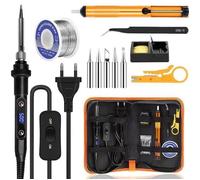 Fer à Souder Kit 80W Kit de Soudage Température Réglable180-520°C,5 Conseils de soudage - Fil de Soudure, Pincettes