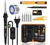 Fer à Souder Kit 80W Température Réglable 180-480°C Electronique de Precision avec Interrupteur ON/OFF, 5 Conseils de soudage, Pom