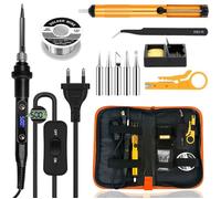 Fer à Souder Kit 80W Température Réglable 180-500°C Electronique de Precision avec Interrupteur ON/OFF, 5 Conseils de soudage etc.