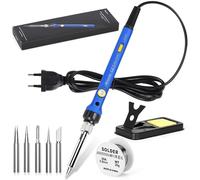 Fer a Souder Kit, Wiecok 60W Fer à Souder Etain de Précision avec Température Réglable 200~480℃, Interrupteur ON/OFF, 5 Pointes de Fer à Souder, Soudure Etain pour Réparation Soudure