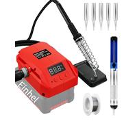 Fer à souder sans fil MAKBOS pour batterie Einhell 18 V - Écran LCD 60 W - Température réglable de 180 à 480 °C - Avec fil à souder de 50 g (batterie non incluse)