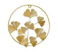 Fer Décoration Murale Ginkgo Dorée, sans Perçage, Suspendue | Feuilles Évidées à Surface Lisse, pour Balcon et Couloir, Facile à Accrocher sur Mur ou Clou